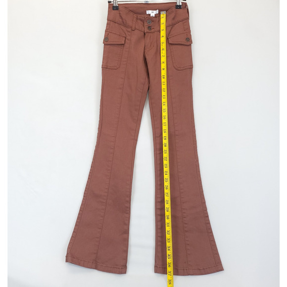 BP Bootcut Pants Low Rise Flap Pockets Stretch Button Fly Women 23 Rust - Picture 4 of 14